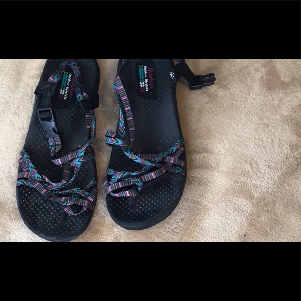 Skechers Black Sandals with Vibrant Straps